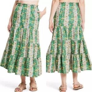 RHODE X Target Women’s Maxi Skirt Mixed Whimsical Floral Stripe Tiered, Size XXL